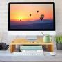 16 inch Computer Monitor Riser Stand - Desk Storage Organizer for Home and Office Computer Desk Laptop Cellphone Printer Stand Desktop Container (Bamboo)