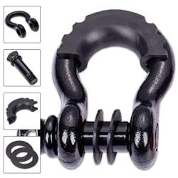 TYT Shackles 3/4'' D Ring Shackle 2 Pack kit, 10500lbs Break Strength Black Snatch Block, with Black 7/8'' Screw Pin and Shackle Isolator & Washers Kit for Tow Strap Winch Off Road Jeep Vehicle Recovery