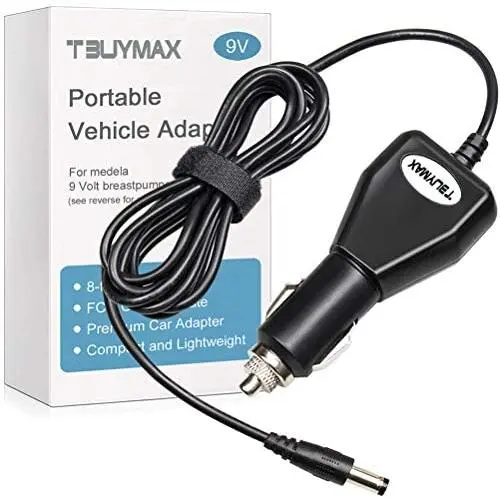 9 Volt Car Vehicle Lighter Adapter for Medela Pump-in-Style Advanced Breast Pump, CE FCC Approved Power Adapter Replaces Part # 67174