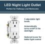 Legrand radiant Adjustable LED Night Light Outlet, Nightlight Electrical Outlets, Tamper Resistant, Safe for Kids, White, NTL885TRWCC6