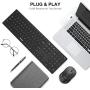 Wireless Keyboard and Mouse Combo, WisFox 2.4G Full-Size Slim Thin Wireless Keyboard Mouse for Windows, Computer, Desktop, PC, Laptop Mac (Dark Black)