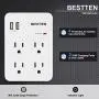 BESTTEN Wall Outlet Surge Protector with 2 USB Charging Ports (5V/2.4A) and 4 AC Outlets, 15A/125V/1875W, ETL Certified, White