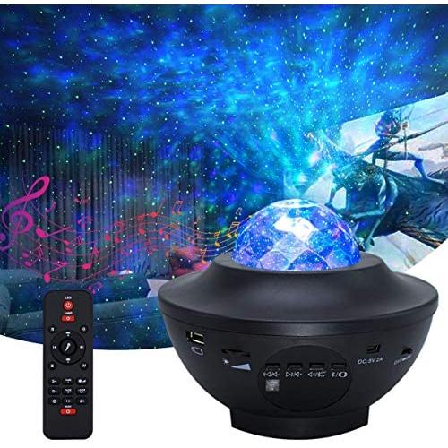 Star Projector Night Light Projector with LED Galaxy Ocean Wave Projector for Kids Adults Bedroom/Christmas/Party Night Light Ambiance with Bluetooth Music Speaker& Remote Control