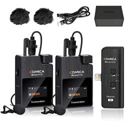 Wireless Microphone for i Phone Comica BoomX-DMI2 2.4G Digital Mini Wireless Lavalier Lapel Mic,Transmitter and Receiver for iPad,iPhone iOS Phone,Lav Mic for Vlogging YouTube Facebook Live-stream