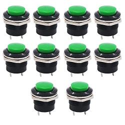Twidec/10Pcs SPST AC250V/3A AC125V/6A Mini Off(ON) NO Momentary Push Button Switch Green R13-507G