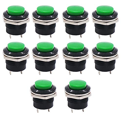 Twidec/10Pcs SPST AC250V/3A AC125V/6A Mini Off(ON) NO Momentary Push Button Switch Green R13-507G