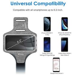 JETech Cell Phone Armband Case for iPhone SE(2020)/11/11 Pro/XR/XS/X/8 Plus/7 Plus/8/7/6s/6, Galaxy S10/S9/S9+, Adjustable Band, w/Key Holder and Card Slot, for Running, Walking, Hiking, Grey