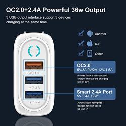 iPhone Charger, 1Pack Amoner USB Wall Charger 36W 3-Port USB Foldable Plug Wall Charger Block Compatible with iPhone 12/12mini/12Pro/12ProMax/11/11Pro/SE/XR/XS/X/8, iPad Pro, Galaxy S20/S10/Note 20