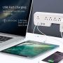 Mountable Surge Protector Power Strip JACKYLED 9.8ft 6 Outlets 4 USB Ports Electric Power Outlet with Right Angle Flat Plug Electric Long Extension Cord Power Charging Station for Home Office White