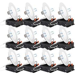 Sunco Lighting 12 Pack 4 Inch Slim LED Downlight with Junction Box,10W=60W, 650 LM, Dimmable, 4000K Cool White, Recessed Jbox Fixture, Simple Retrofit Installation - ETL & Energy Star