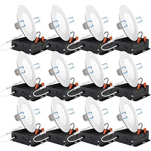 Sunco Lighting 12 Pack 4 Inch Slim LED Downlight with Junction Box,10W=60W, 650 LM, Dimmable, 4000K Cool White, Recessed Jbox Fixture, Simple Retrofit Installation - ETL & Energy Star