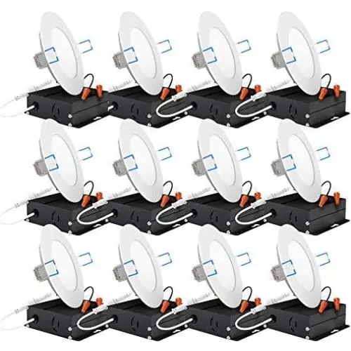 Sunco Lighting 12 Pack 4 Inch Slim LED Downlight with Junction Box,10W=60W, 650 LM, Dimmable, 4000K Cool White, Recessed Jbox Fixture, Simple Retrofit Installation - ETL & Energy Star