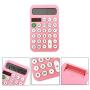 Monique 12 Digit Display Solar Dual Power Calculator Mini Portable Hand-held Calculator Pink