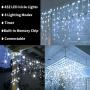 Toodour Icicle Christmas Lights, 432 LED 35.4ft 8 Modes Icicle String Lights with 72 Drops, Window Curtain Fairy Icicle Lights, Icicle Fairy Twinkle Lights for Christmas, Party, Holiday (White)