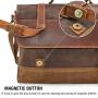 Mens Messenger Bag 15.6 Inch Waterproof Vintage Genuine Leather Waxed Canvas Briefcase Large Satchel Shoulder Bag Rugged Leather Computer Laptop Book Bag Brown