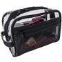 SHANY Clear Toiletry and Makeup Bag with Plastic Mesh Pocket – Medium Nontoxic Travel Organizer with Handle – Black Mesh