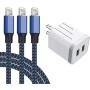 [Apple MFi Certified] iPhone Charger, MBYY 3 Pack 6FT Lightning Cable iPhone Cable Nylon Braided and USB Wall Adapter Plug Block Compatible iPhone 11 Pro Max XS XR X 8 7 Plus 6s 6 SE iPad iPod More