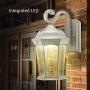 Euri Lighting EFL-140W-MD Flame Lantern Water Glass, with Integrated Security Light (3000K), Photocell and Motion-Sensor (Dusk-to-Dawn), White Housing