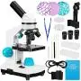 100x-2000x Microscope Kit for Kids & Students, Lab Microscope Kit for Beginners with Led Lights, Microscope Science Kit with Detailed Operating Instructions, Complete Science Accessory Kit