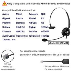 Oppetec Telephone Headset Call Center Headset Single Ear with Noise Cancelling Microphone for Office Work at Home Landline IP Phone