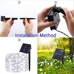 YF Upgraded Solar Outdoor String Lights- 100 LED 8 Modes Copper Wire Lights, 2-Pack Solar Garden Lights, Waterproof Fairy Lights for Tree, Patio, Home, Yard, Pathway, Party, Wedding (32FT, White)
