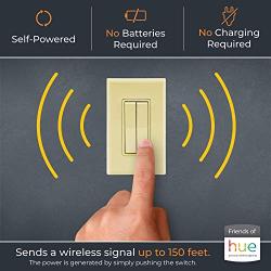 RunLessWire Click for Philips Hue Wireless Dimmer Light Switch, Smart Switch with Battery-Free Installation (Switch, Ivory)