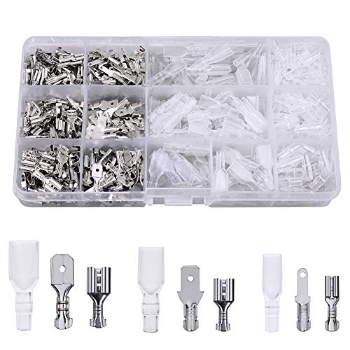 FIXITOK 480pcs Quick Splice 2.8/4.8/6.3mm Male and Female Wire Spade Connector Wire Crimp Terminal Block with Insulating Sleeve Assortment Kit for Electrical Wiring Car Audio Speaker (Silver) FIXITOK 480pcs Quick Splice 2.8/4.8/6.3mm Male and Female Wire Spade Connector Wire Crimp Terminal Block with Insulating Sleeve Assortment Kit for Electrical Wiring Car Audio Speaker (Silver)