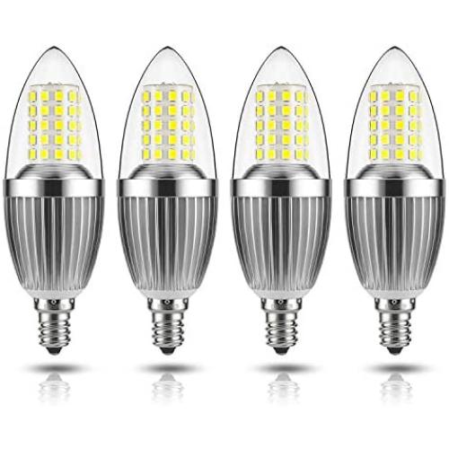 GEZEE LED Candelabra Bulb, Non-Dimmable 100-Watt Light Bulbs Equivalent, 12W LED Candle Bulbs,Daylight White 6000K Chandelier Bulbs, E12 Candelabra Base, 120V, 1200Lumens, Torpedo Shape(4 Pack)