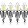 GEZEE LED Candelabra Bulb, Non-Dimmable 100-Watt Light Bulbs Equivalent, 12W LED Candle Bulbs,Daylight White 6000K Chandelier Bulbs, E12 Candelabra Base, 120V, 1200Lumens, Torpedo Shape(4 Pack)