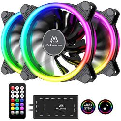Mr.Canicula ARGB PC Fans 120mm 3 Pack with hub & Remote Control,Cooling case Fans for Gaming pc,1252KK Quiet High Airflow,Adjustable Color LED Black PC Fan,CPU Coolers,Radiators System