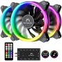 Mr.Canicula ARGB PC Fans 120mm 3 Pack with hub & Remote Control,Cooling case Fans for Gaming pc,1252KK Quiet High Airflow,Adjustable Color LED Black PC Fan,CPU Coolers,Radiators System
