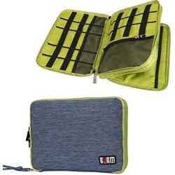 BUBM Travel Cable Organizer, Universal Electronic Accessories Bag Gear Storage for Cord, USB Flash Drive, Earphone and more, Perfect Size for iPad (Large, Blue and Green)