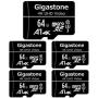 Gigastone 64GB 5-Pack Micro SD Card, 4K UHD Video, Surveillance Security Cam Action Camera Drone Professional, 90MB/s Micro SDXC UHS-I A1 Class 10