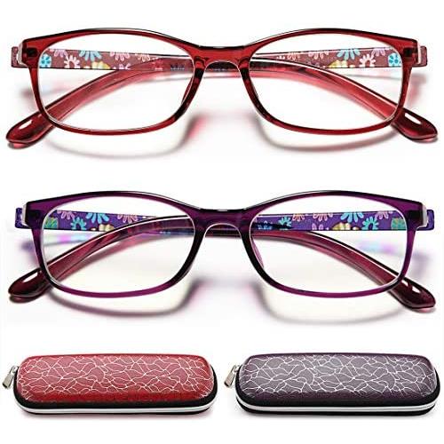 Reading Glasses Womens Blue Light Blocking - 2 Pack Lightweight Computer Readers +1.0 Glare Blocking Ladies Eyeglass
