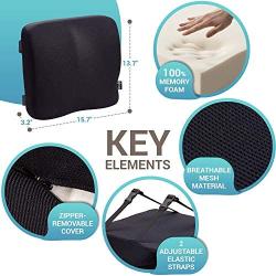 Back Support for Office Chair - Memory Foam Lumbar Pillow - Perfect Cushion for Car, Computer and Desk Seat