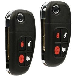Car Key Fob Keyless Entry Remote Flip fits 2001 2002 2003 2004 2005 2006 2007 2008 Jaguar S-Type, X-Type, XJ8 (NHVWB1U241), Set of 2