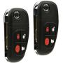 Car Key Fob Keyless Entry Remote Flip fits 2001 2002 2003 2004 2005 2006 2007 2008 Jaguar S-Type, X-Type, XJ8 (NHVWB1U241), Set of 2