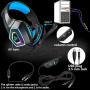 Gaming Headset with Mic LED Light On Ear Gaming Headphone PS4,3.5mm Wired Gaming Headset for PC Mac Laptop Gamer Headphone (Blue)
