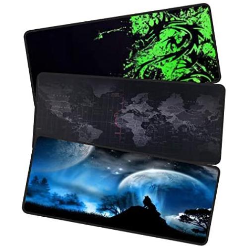 Large Gaming Mouse Pad with Nonslip Base|Extended XXL Size, Heavy|Thick, Comfy Foldable Mat for Desktop, Laptop, Keyboard, Consoles & More|Enjoy Precise (3PCS Combo)