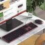 Wired Keyboard and Mouse, Jelly Comb Ultra Thin Full Size USB Wire Corded Keyboard Mouse Combo Set with Number Pad for Computer, Laptop, PC, Desktop, Notebook, Windows 7, 8, 10 (Wine Red)