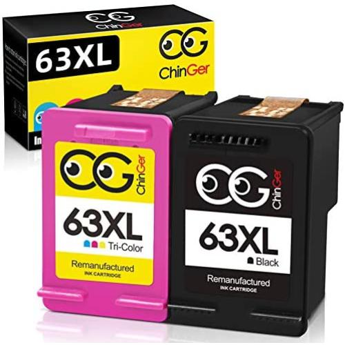 CHINGER Remanufactured 63XL Ink Cartridge Replacement for HP 63 XL Ink Cartridge with Ink Level Display Used in OfficeJet 3830 4650 5255 4655 Envy 4520 DeskJet 3631 1112 3630 (1 Black, 1 Tri-Color)