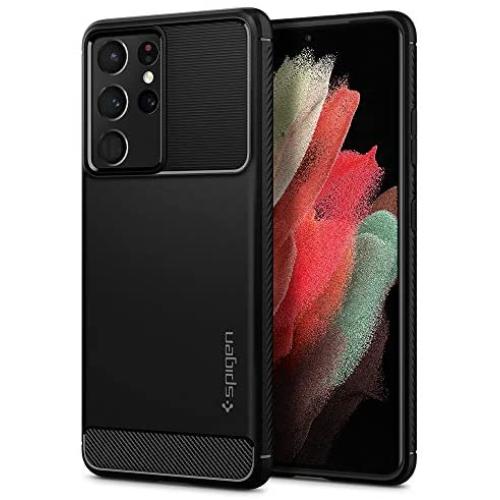 Spigen Rugged Armor Designed for Galaxy S21 Ultra Case (2021) - Matte Black
