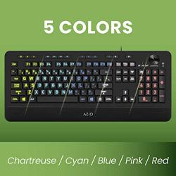 Azio Vision Backlit Computer Keyboard - Wired USB Keyboard with LARGE PRINT keys and 5 Interchangeable Backlight Colors (KB506)