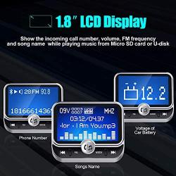 Bluetooth FM Transmitter for Car, Clydek Car Charger Adapter 1.8” Large Display Bluetooth Car Adapter with Remote Control,4 Music Play Modes,Fast Charger,Hands Free,AUX Input&Output