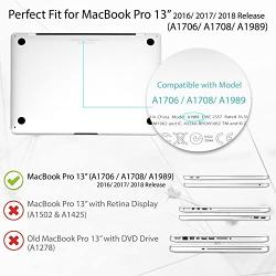 TOP CASE MacBook Pro 13 inch Case 2019 2018 2017 2016 Release A2159 A1989 A1706 A1708, 4 in 1 Essential Rubberized Hard Case, Keyboard Cover, Screen Protector, Sleeve for MacBook Pro 13''-Sapphire Blue