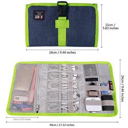 Electronic Organizer, BUBM Travel Cable Bag/USB Drive Shuttle Case/Electronics Accessory Organizer for Home Office-Blue