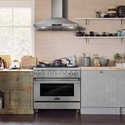 Cosmo COS-63190S 36 in. Wall Mount Range Hood Ductless Convertible Duct Permanent Filters, Soft Touch Controls, LED Lights, in Stainless Steel