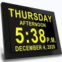 Digital Alarm Clock Wall Calendar, 16 Activities Reminders, 8'' Large Screen Display, AM/PM Function, for Impaired Vision Aged Seniors Dementia Desk Wall Mounted