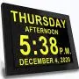 Digital Alarm Clock Wall Calendar, 16 Activities Reminders, 8'' Large Screen Display, AM/PM Function, for Impaired Vision Aged Seniors Dementia Desk Wall Mounted