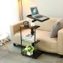 DOEWORKS Overbed Table with Wheels, Height Adjustable Tray Side Table for Bed or Sofa Laptop Desk, Moveable Sofa Table, Walnut